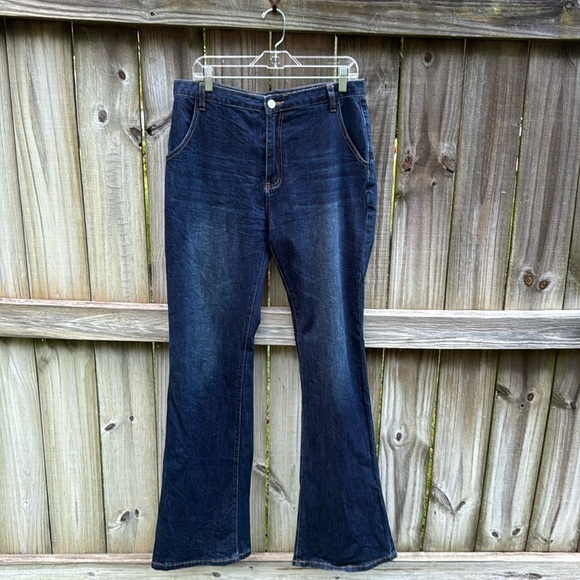 By Egreis dark wash flared jeans, size Large (10/12) - Picture 1 of 5